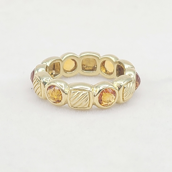 David Yurman Chiclet Band Ring With Citrine in 18k Gold - Picture 3 of 13